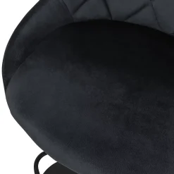 Lot 2 tabourets de bar rembourrées velours chaise noir hauteur réglable 62-82cm