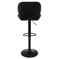 Lot 4 tabourets de bar rembourrées velours chaise noir hauteur réglable 59-79cm