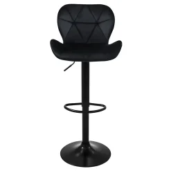 Lot 4 tabourets de bar rembourrées velours chaise noir hauteur réglable 59-79cm