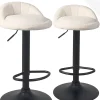 Lot 2 Tabourets De Bar-cuisine Bouclette Pivotant Hauteur Réglable Pied Noir SATI+ (blanc)