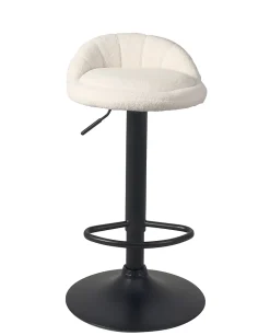 Lot 2 Tabourets De Bar-cuisine Bouclette Pivotant Hauteur Réglable Pied Noir SATI+ (blanc)