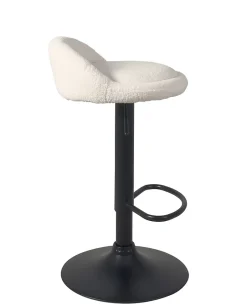 Lot 2 Tabourets De Bar-cuisine Bouclette Pivotant Hauteur Réglable Pied Noir SATI+ (blanc)