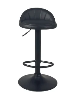 Lot 2 Tabourets De Bar-cuisine Simili Pivotant Hauteur Réglable Pied Noir SATI+ (noir)