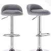 Lot 2 Tabourets De Bar-cuisine Simili Pivotant Hauteur Réglable Pied Chrome SATI (gris)