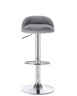 Lot 2 Tabourets De Bar-cuisine Simili Pivotant Hauteur Réglable Pied Chrome SATI (gris)