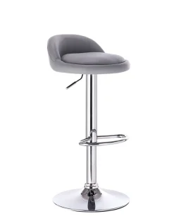 Lot 2 Tabourets De Bar-cuisine Simili Pivotant Hauteur Réglable Pied Chrome SATI (gris)