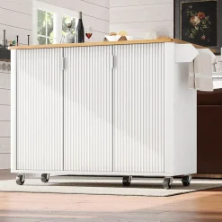 Îlot cuisine extensible 130x45x92 cm, grain de bois, 3 portes, étagères réglables - blanc/noir