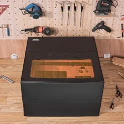 Îlot cuisine moderne bois veiné noir, multifonction+rangement