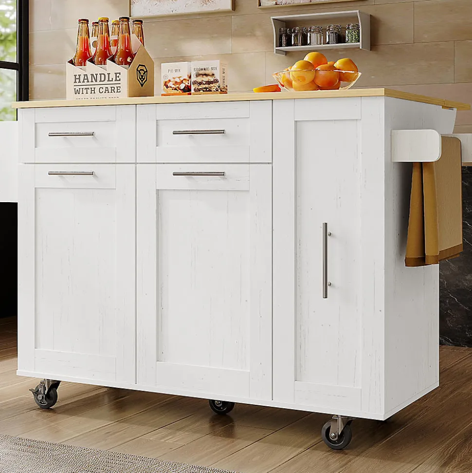 Îlot Cuisine Rangement Snacks Armoires Blanc Blackcolors