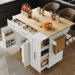 Îlot Cuisine Rangement Snacks Armoires Blanc Blackcolors