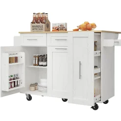 Îlot Cuisine Rangement Snacks Armoires Blanc Blackcolors