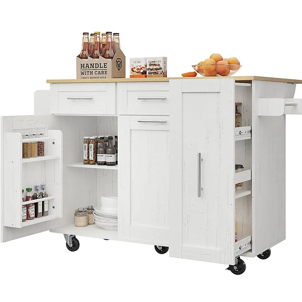 Îlot Cuisine Rangement Snacks Armoires Blanc Blackcolors