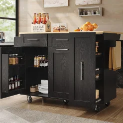 Îlot Cuisine Rangement Snacks Armoires Noir Blackcolors