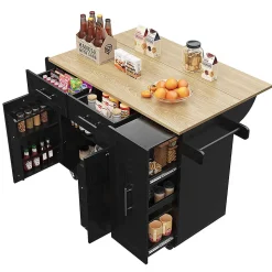 Îlot Cuisine Rangement Snacks Armoires Noir Blackcolors