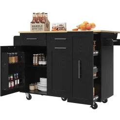 Îlot Cuisine Rangement Snacks Armoires Noir Blackcolors