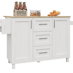 Îlot Cuisine Rangement Snacks Armoires Roulettes Blanc Blackcolors