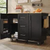Îlot Cuisine Rangement Snacks Armoires Roulettes Noir Blackcolors