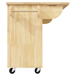 Îlot cuisine 120x45(75)x92cm - extensible, porte-serviettes, damier bois