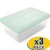 Lot de 3 bacs de décongélation de 6,5 L avec grille (couvercle vert). Sans BPA. Pour restauration, cuisines, cantines