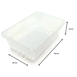 Lot de 3 bacs de décongélation de 6,5 L avec grille (couvercle vert). Sans BPA. Pour restauration, cuisines, cantines