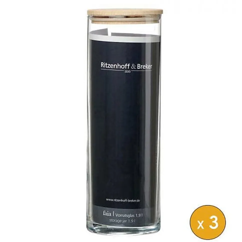 Lot de 3 Bocaux en verre pour spaghettis 1,9 litre