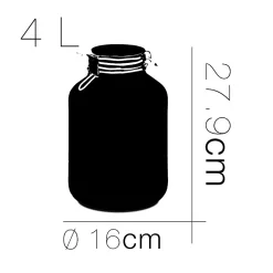 Lot de 4 bocaux hermétiques à bouchon mécanique, bocal pot de conservation, jarre en verre, capacité 4 L - Diamètre 16 x H 27.9 cm