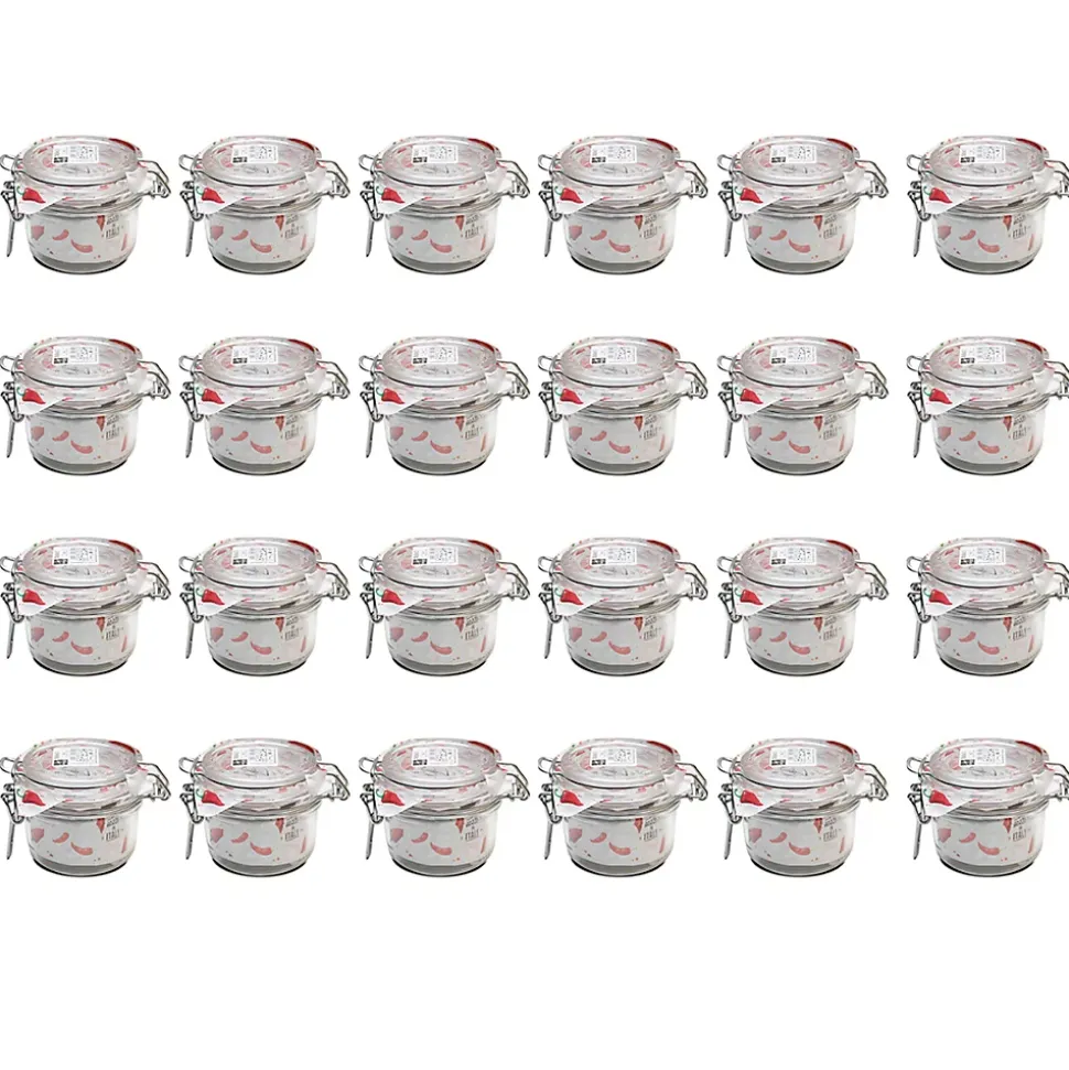 Lot de 24 bocaux hermétiques à bouchon mécanique, bocal pot de conservation, jarre en verre, 12.5 cl - D 8.3 x H 7.1 cm
