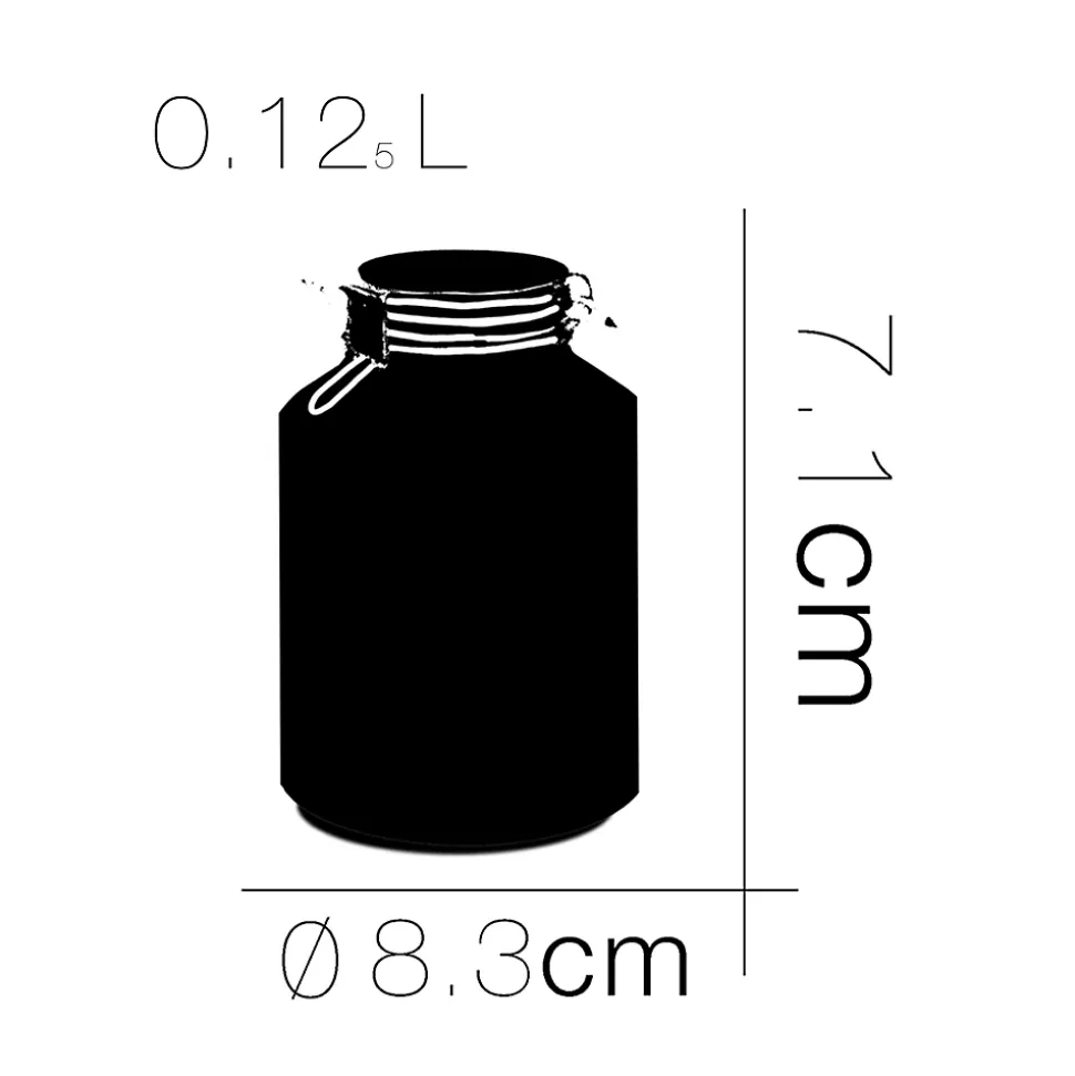 Lot de 12 bocaux hermétiques à bouchon mécanique, bocal pot de conservation, jarre en verre, 12.5 cl - D 8.3 x H 7.1 cm