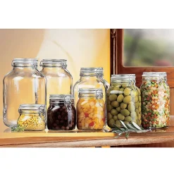 Lot de 12 bocaux hermétiques à bouchon mécanique, bocal pot de conservation, jarre en verre, 12.5 cl - D 8.3 x H 7.1 cm