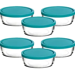 Lot de 12 boîte de conservation rond avec couvercle hermétique, frigoverre en verre - Diamètre 15 x Hauteur 6.5 cm