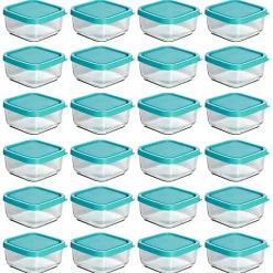 Lot de 24 boîte de conservation carrée avec couvercle hermétique, frigoverre en verre - Longueur 19 x Profondeur 19 x Hauteur 8 cm