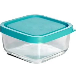 Lot de 6 boîte de conservation carré avec couvercle hermétique, frigoverre en verre - Longueur 15 x Profondeur 15 x Hauteur 6.4 cm