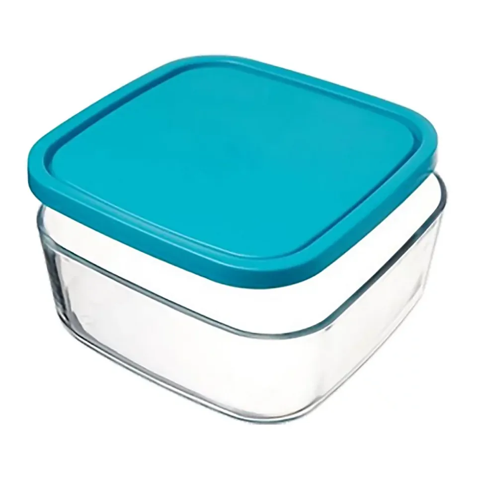 Lot de 6 boîte de conservation carré avec couvercle hermétique, frigoverre en verre - Longueur 15 x Profondeur 15 x Hauteur 6.4 cm