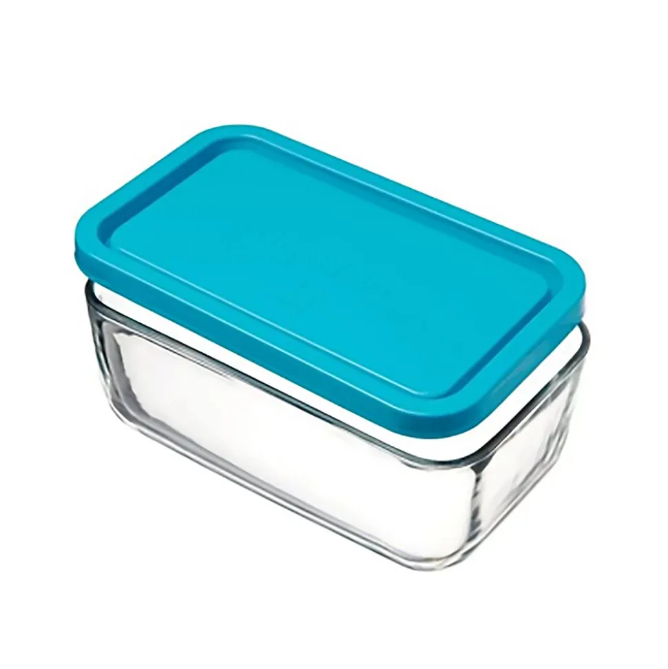 Lot de 2 boîte de conservation rectangulaire avec couvercle hermétique, frigoverre en verre - Longueur 21 x P 13 x Hauteur 8 cm