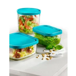 Lot de 2 boîte de conservation rectangulaire avec couvercle hermétique, frigoverre en verre - Longueur 21 x P 13 x Hauteur 8 cm