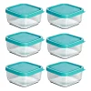Lot de 6 boîte de conservation carrée avec couvercle hermétique, frigoverre en verre - Longueur 19 x Profondeur 19 x Hauteur 8 cm