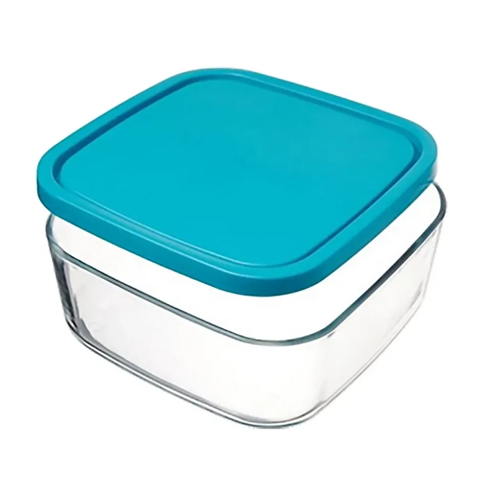 Lot de 6 boîte de conservation carrée avec couvercle hermétique, frigoverre en verre - Longueur 19 x Profondeur 19 x Hauteur 8 cm