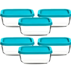 Lot de 12 boîte de conservation rectangulaire avec couvercle hermétique, frigoverre en verre - Longueur 13 x P 10 x Hauteur 6.6 cm