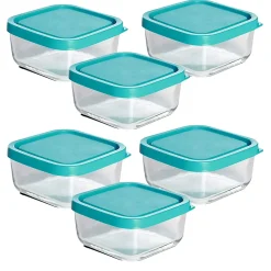 Lot de 12 boîte de conservation carré avec couvercle hermétique, frigoverre en verre - Longueur 10 x Profondeur 10 x Hauteur 5 cm