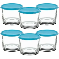Lot de 12 boîte de conservation rond avec couvercle hermétique, frigoverre en verre - Diamètre 12 x Hauteur 9.9 cm