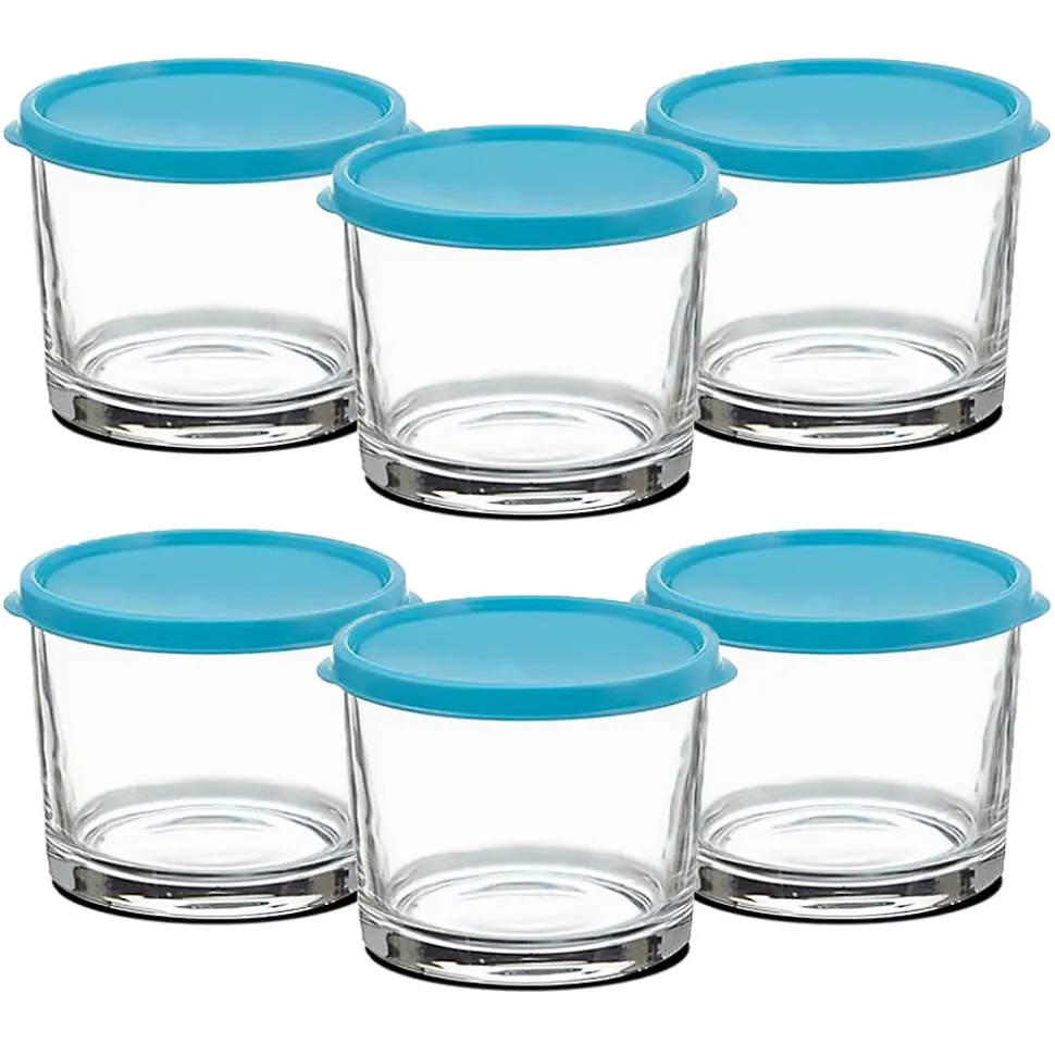 Lot de 12 boîte de conservation rond avec couvercle hermétique, frigoverre en verre - Diamètre 12 x Hauteur 9.9 cm