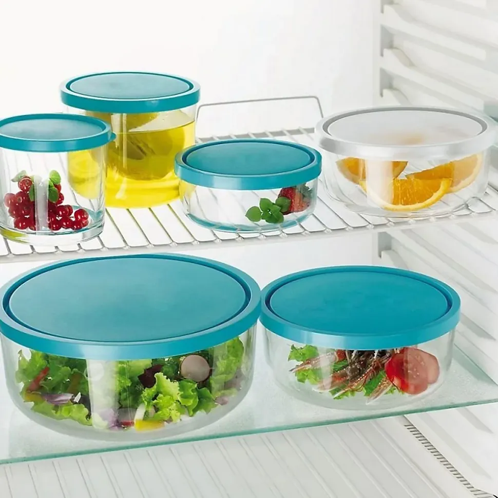 Lot de 12 boîte de conservation rond avec couvercle hermétique, frigoverre en verre - Diamètre 12 x Hauteur 9.9 cm