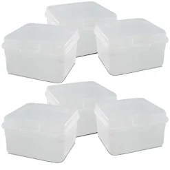 Lot de 12 boîte de conservation carrée avec couvercle, récipient alimentaire, 2.1 L - Longueur 19.5 x Profondeur 19.5 x H 11.5 cm