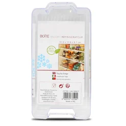 Lot de 4 boîte de rangement pour réfrigérateur, bac de rangement avec poignées - Longueur 31.5 x Profondeur 15.8 x Hauteur 8.7 cm