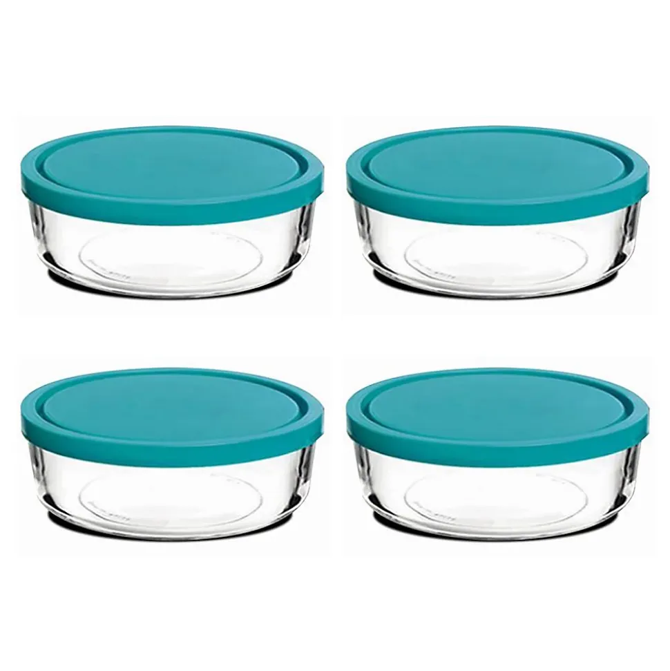 Lot de 4 boîtes de conservation avec couvercle hermétique frigoverre - Diamètre 23 x Hauteur 9.6 cm