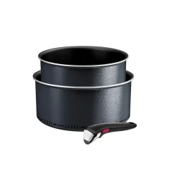 Lot de 2 casseroles aluminium 18/20cm + 1 poignée noir Tefal L7239003 ingenio so'light