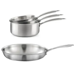 Lot de 3 casseroles inox 16/18/2 0cm et 1 poêle inox 32 cm Inox - Gourmet par Cuisinox