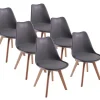 Lot de 6 chaise teeno interieur non empilable non pliable en bois H. 83 cm gris