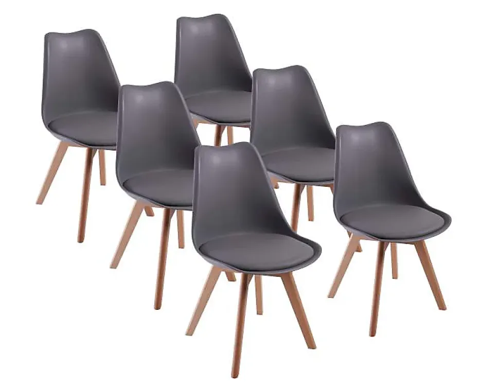Lot de 6 chaise teeno interieur non empilable non pliable en bois H. 83 cm gris