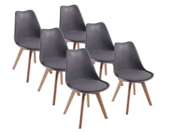 Lot de 6 chaise teeno interieur non empilable non pliable en bois H. 83 cm gris